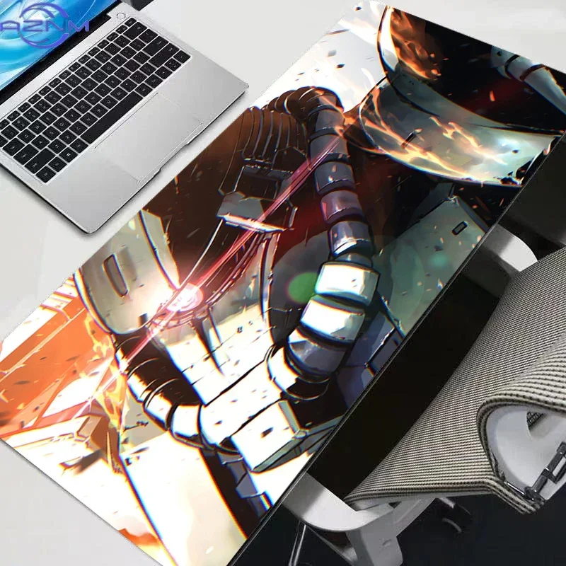 Olive Green Tactical Anime Mecha Graphic Mouse Pad, Rubber Non-Slip Base Smooth Fabric Surface Gaming Mouse Pad for Gaming and O