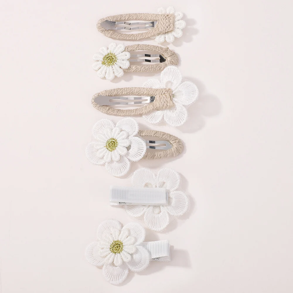 6 قطعة/المجموعة ديزي زهرة مقاطع الشعر دبابيس الشعر للأطفال اليدوية طفل الفتيات الأبيض الأميرة Hairgripes غطاء الرأس إكسسوارات الشعر هدية