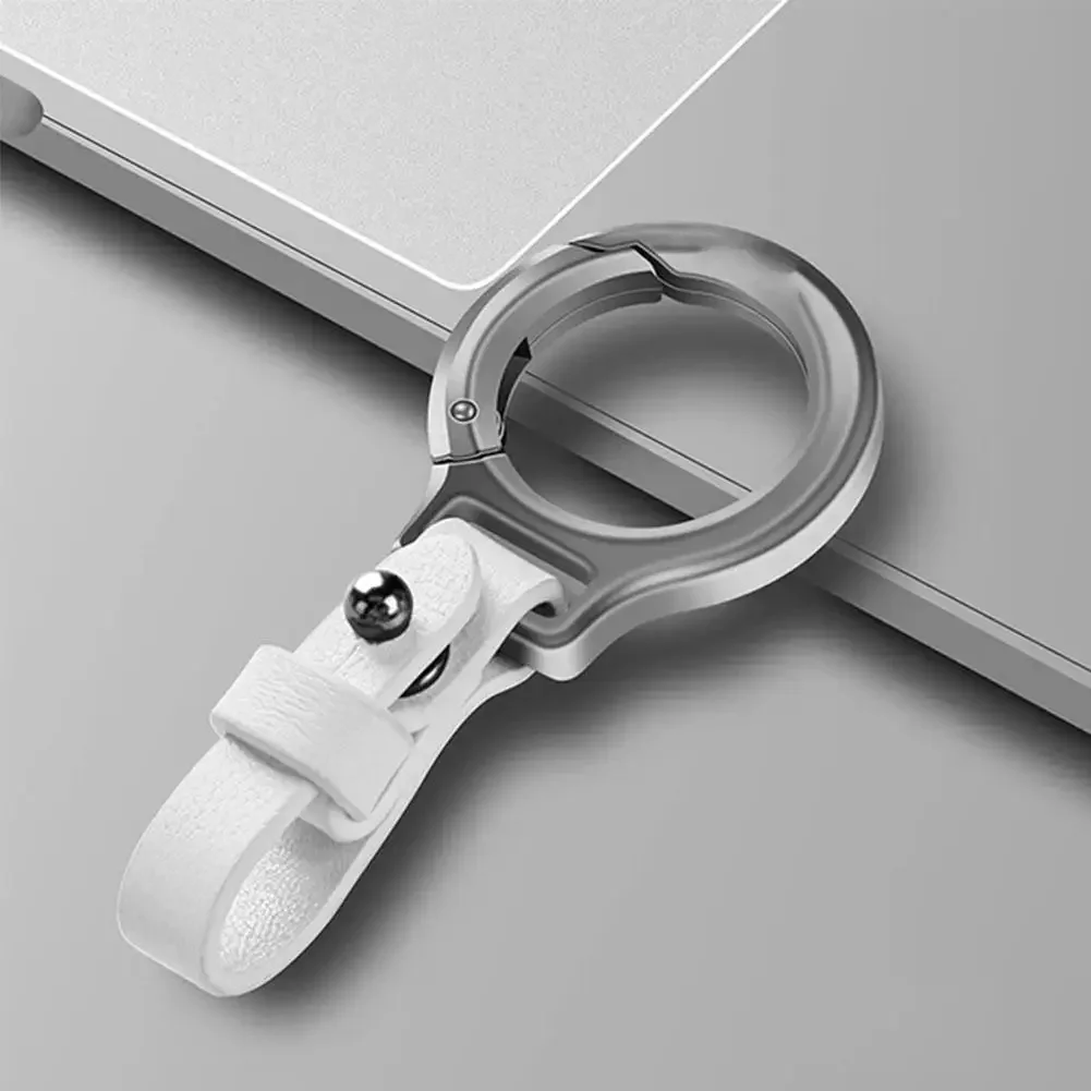 Titanium Legering Koeienhuid Lederen Sleutelhanger Autosleutel Houder Draagbare Taille Gesp Kleine Sleutelhangers Voor Mannen Vrouwen Gift2027