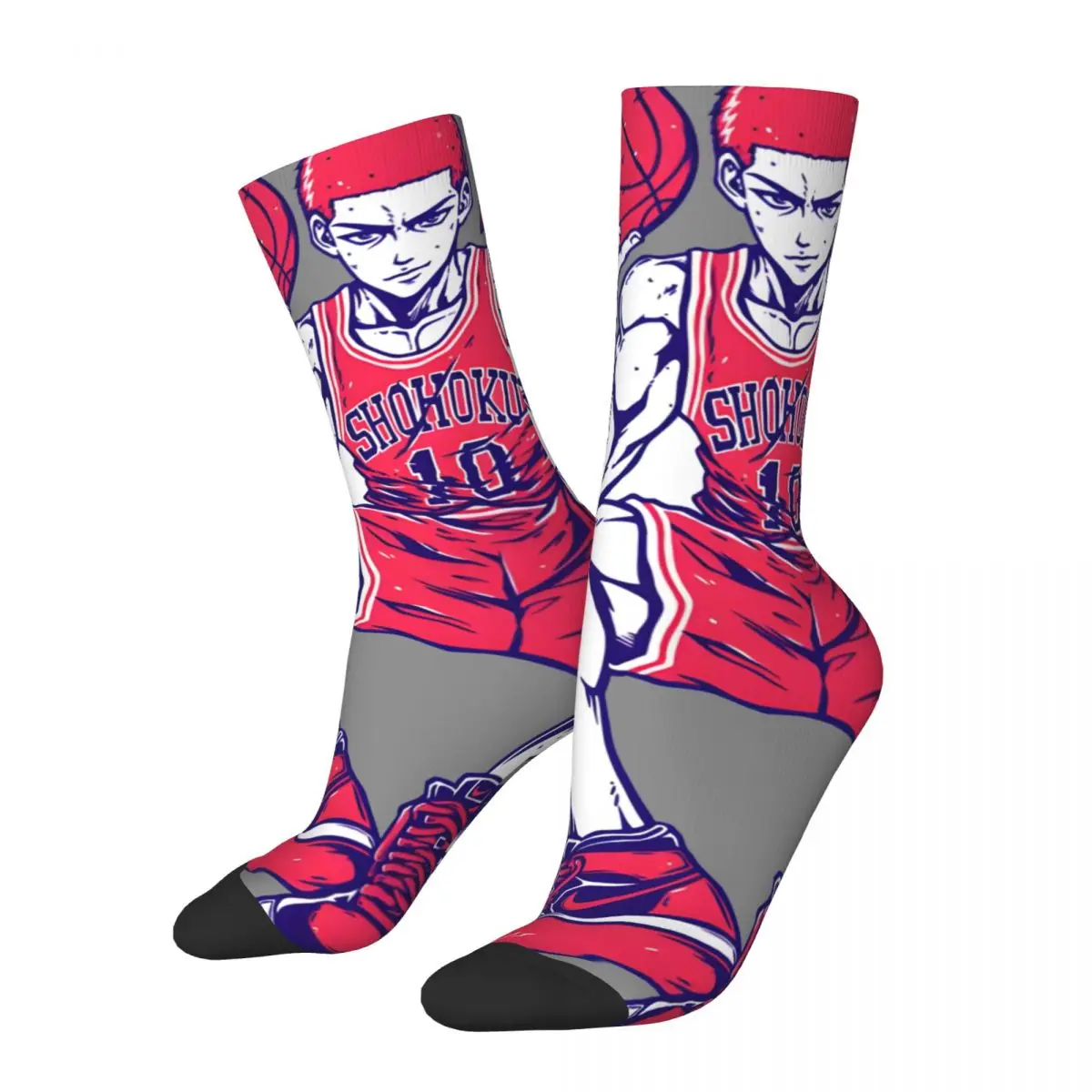 Funny Crazy compression Cool Sock for Men Hip Hop Harajuku S-SLAM DUNK Happy Seamless Pattern Printed Boys Crew Sock Casual Gift