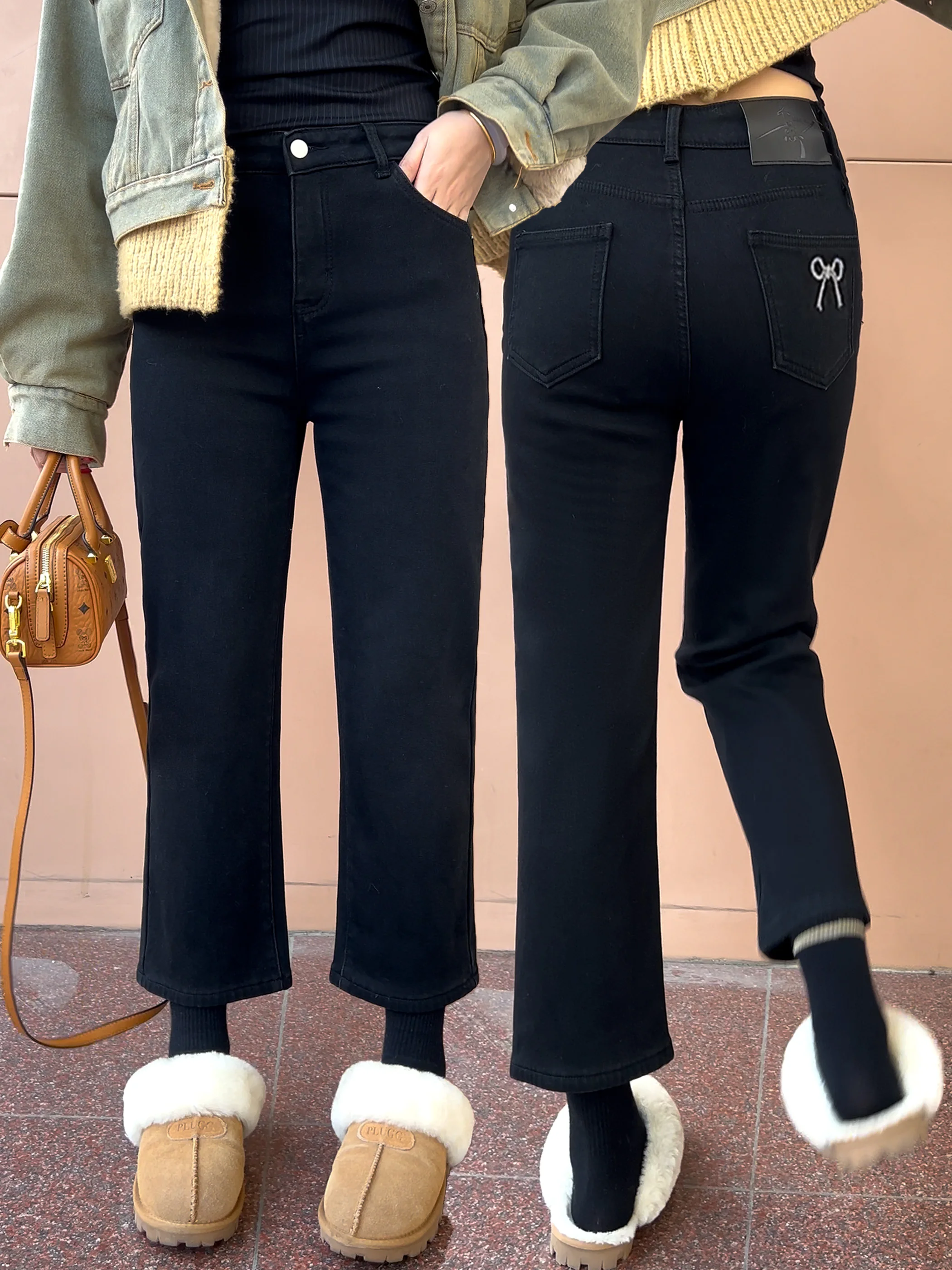 

Новые женские джинсы Bla с высокой талией, прямые, эластичные, утягивающие, больших размеров, подходят для любого типа фигуры, французский стиль