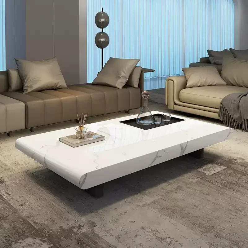 

Small apartment living room household minimalist marble premium rectangular coffee table