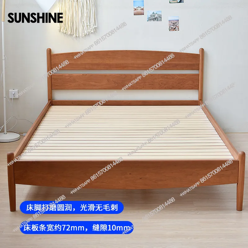 Nordic all solid wood bed cherry wood black walnut beech dense bed board