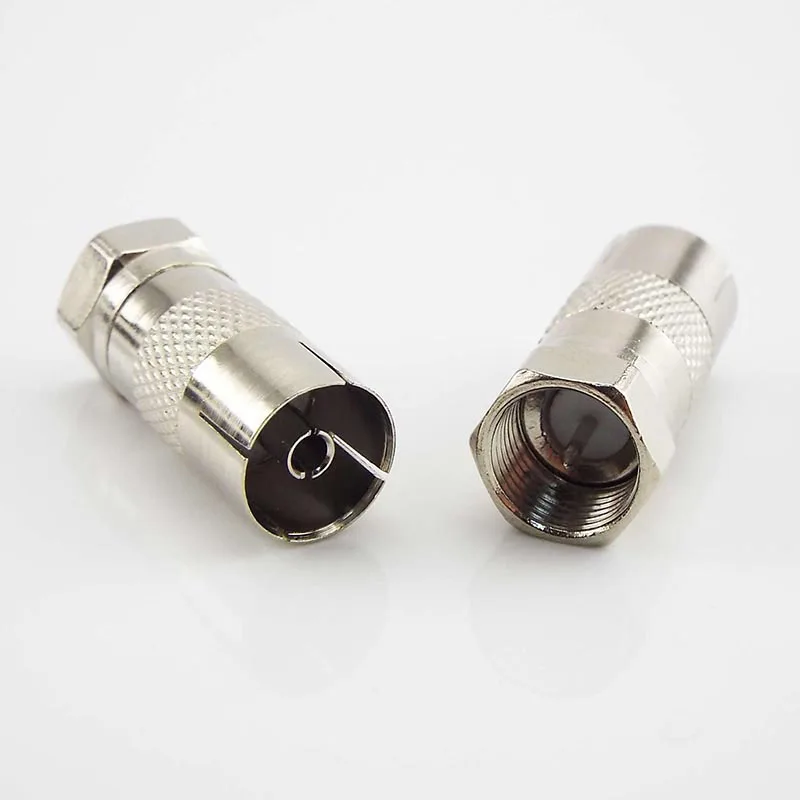 2/5/10pcs Nickel-plated F Type Male Plug Connector Socket to RF Coax For TV Aerial Female RF Adapter Adaptors C4