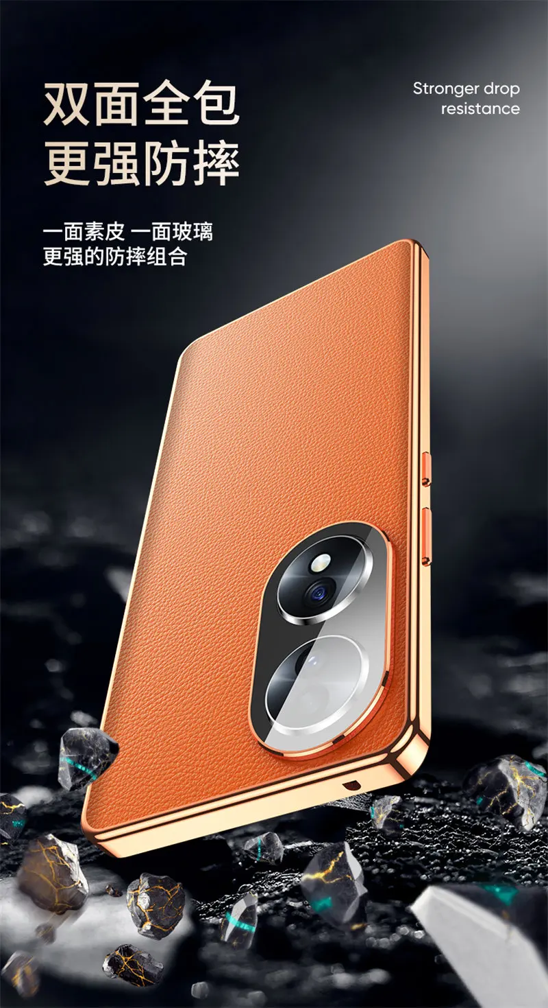 360 Full Protection Metal Bumper Clear Front Glass Case for Honor 70 Honor70 FNE NX9 with Back PU Leather Skin Cover Protector