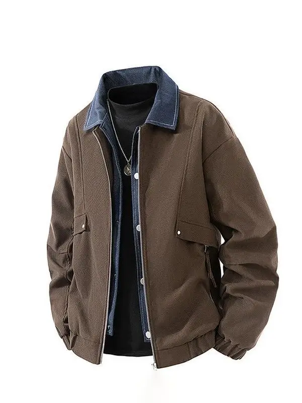 

Мужская верхняя одежда American Sle с повседневным воротником Jaet, искусственная двухсекционная осенне-зимняя рабочая одежда из полиэфирного волокна Long Sve