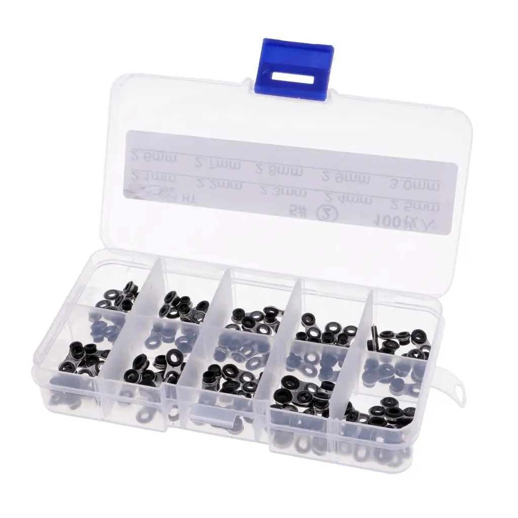 100/Set, Rod Repair Kit Fishing Rod Guides Ring With Tackle Box