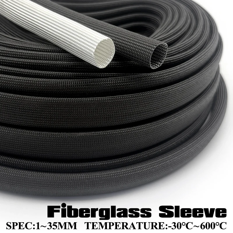 2m/5m/10m Fiberglass Sleeve 600 Degree flame retardant Insulating Tube For Household Appliance Wire Cable Fireproof Protection