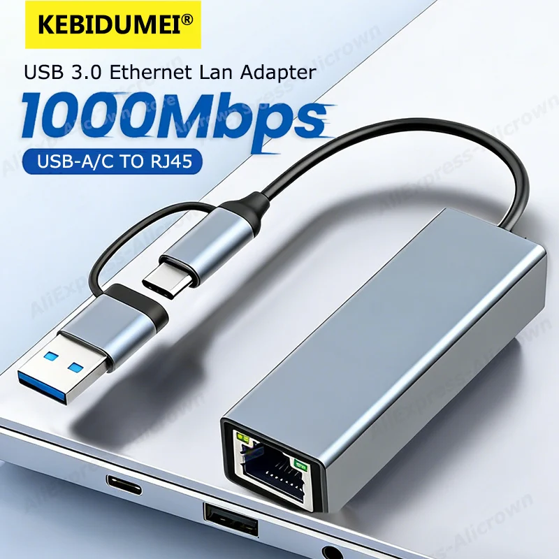 

Сетевой адаптер Ethernet 1000 Мбит/с, USB 3.0 Type-C на RJ45, проводная гигабитная карта Ethernet, сетевой хаб для MacBook, iPad