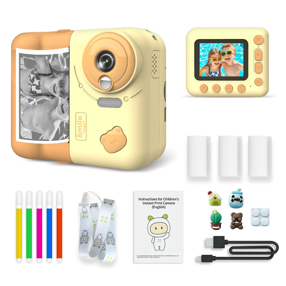 Kids Instant Print Camera 2.4 inch 1080P Digital Camera 10X Zoom Instant Photo Printing Video Camera Children's Educational Toys