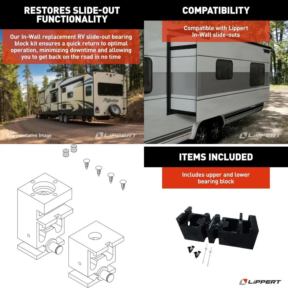 

Lippert Replacement Standard Bearing Block Kit for in-Wall Slide-Outs, Includes Upper and Lower Blocks, Exact-Match Component, R