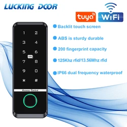 Wifi Tuya App Biometrische Vingerafdruk Toegangscontroller Toetsenbord Ip66 Waterdicht Rfid Ic Kaart Stand Alone Deur Toegangscontrole Systeem