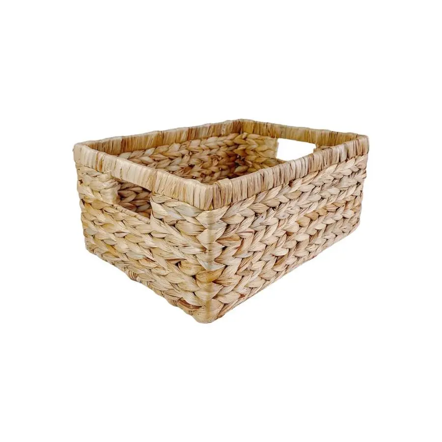 

Большая прямоугольная плетеная корзина из натурального водяного гиацинта с 2 встроенными ручками, идеально подходит для хранения полотенец и одеял