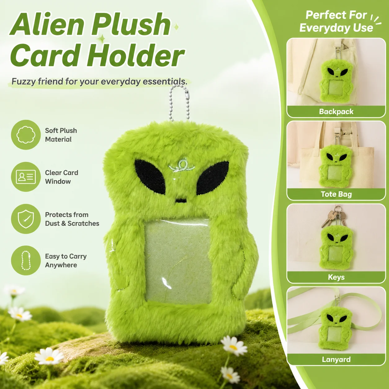 Cute Bunny Card Holder Plush ID Case for Students School Bus Pass Holder Soft PVC Window Badge Protector Creative ID Holders