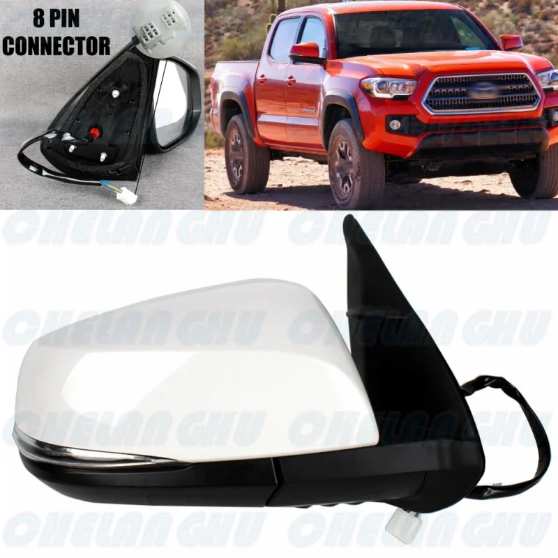 

For Toyota Tacoma 2016 2017 2018 2019 2020 2021 US version Right Side 8 Pins White Painted Blind Spot Power Fold Mirror Assembly