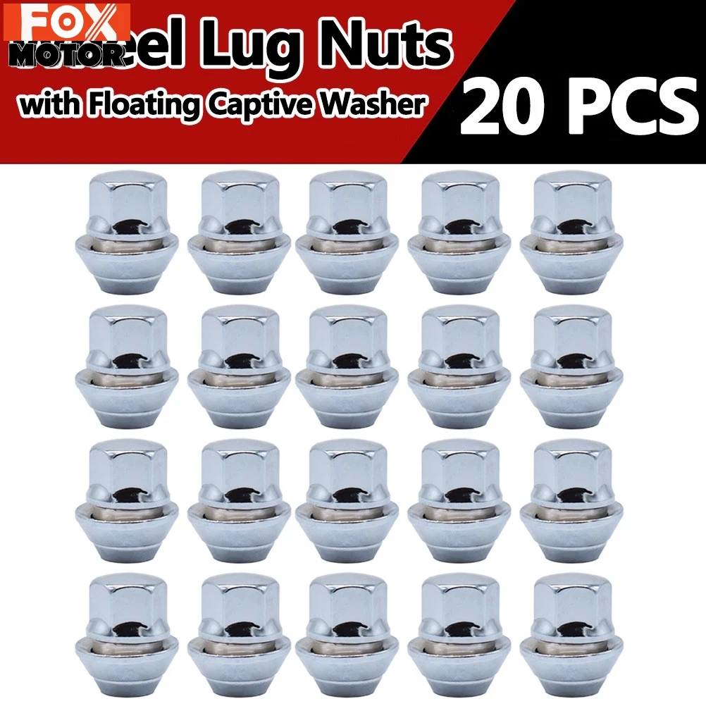 20Pcs Alloy Wheel Nuts Bolt Lug Stud Tyre Whorl Nut With Floating Captive Washer For Ford Focus MK1 MK2 MK3 ST RS M12 X 1.5