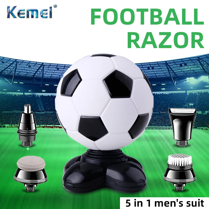 

Kemei 5-in-1 Football Electric Shaver for Men Hair Clippers Bald Head Razor Grooming Kit Multifunctional Cordless Rotary Shavers