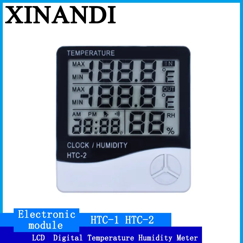 LCD Electronic Digital Temperature Humidity Meter Thermometer Hygrometer Indoor Outdoor Weather Station Clock HTC-1 HTC-2