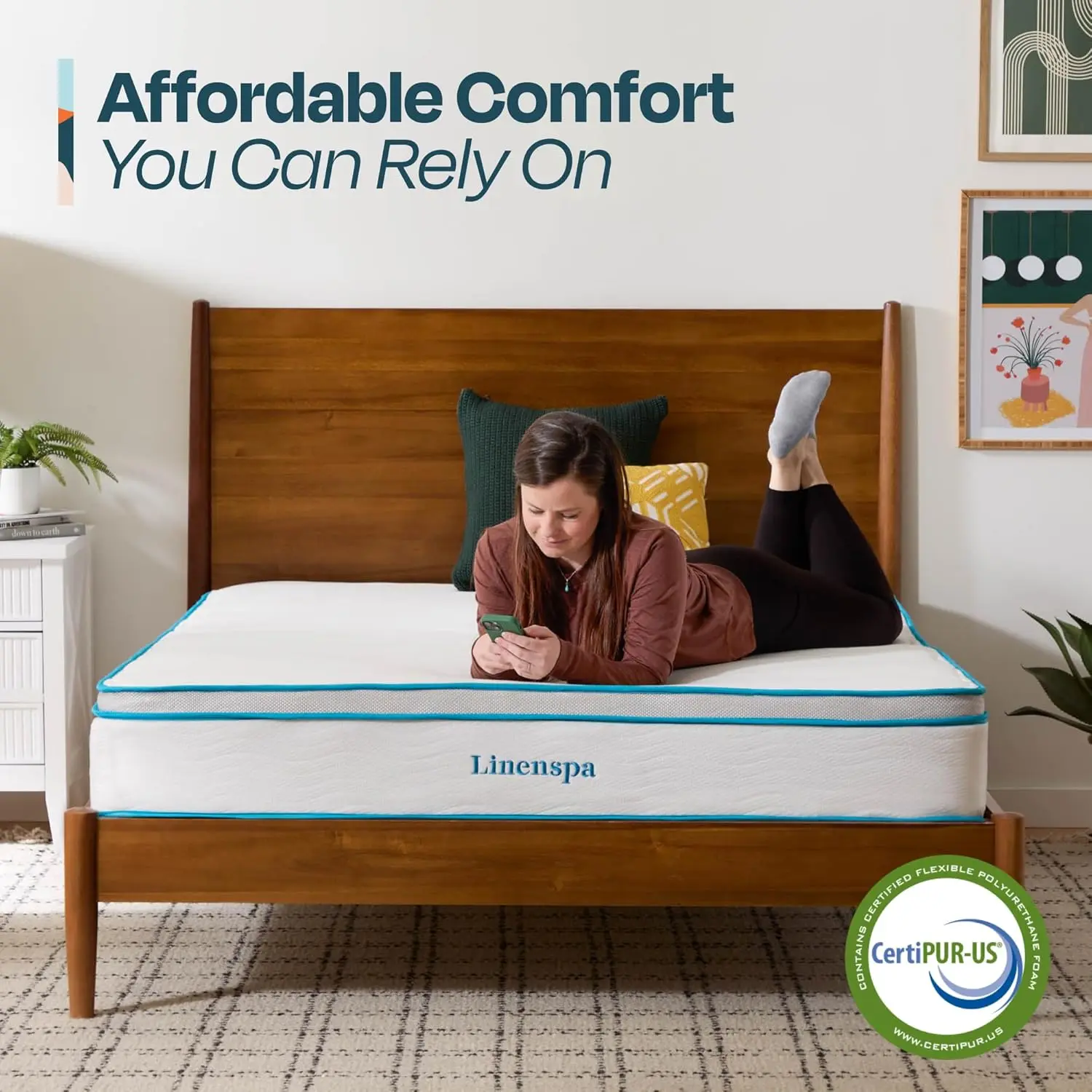 10 Inch Memory Foam and Spring Hybrid Mattress - Medium Feel - Bed in a Box - Quality Comfort and Adaptive Support - Breathable