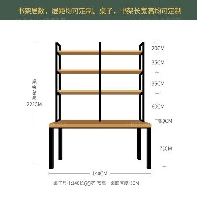 

American country loft bedroom solid wood computer desk room double student writing desk bookshelf desk integrated combination