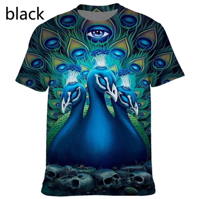 Male Peacock Graphic T Shirts for Men 3D Printed Zoo Animal Funny  Maurya T-Shirt Womens Fashion Streetwear Kids Tee Shirts Tops