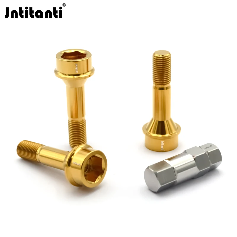 Jntitanti Hex Socket Head Conical Seat Gr.5 Titanium Wheel Bolt M14x1.5 for Ferrari Wheel Locking