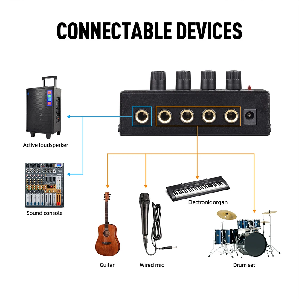 ديبرا أحادية خلاط واجهة الصوت ، مرحلة الميكروفون ، أداة المرحلة ، التحكم في مستوى الصوت ، قناة منخفضة الضوضاء جدا ، 4-ch