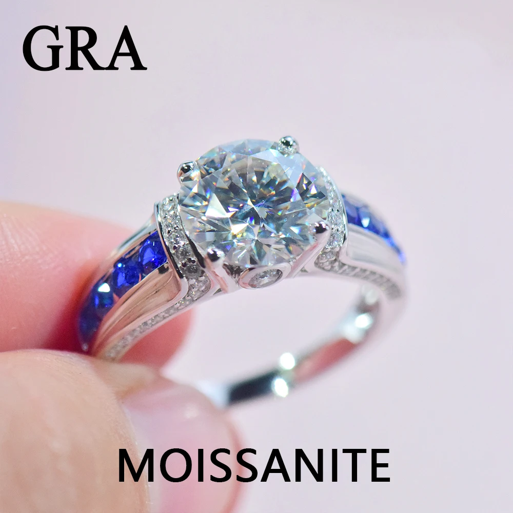 

Fine Jewelery Real 2 Carat Moissanite Diamond Rings Woman Engagement Wedding Platinum Silver 925 Ring Wife Present Gift Quality