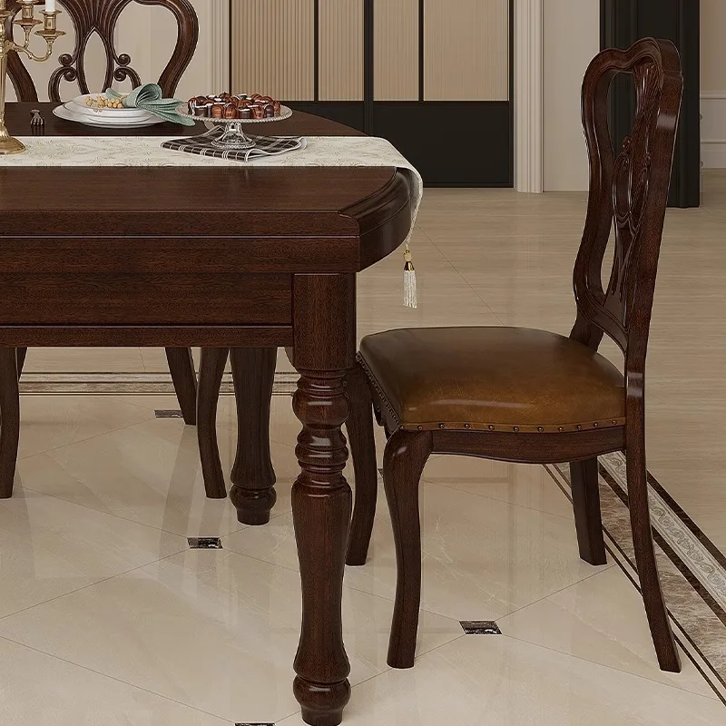 Retro dining chair for home use, leather seat bag back chair, leisure chair