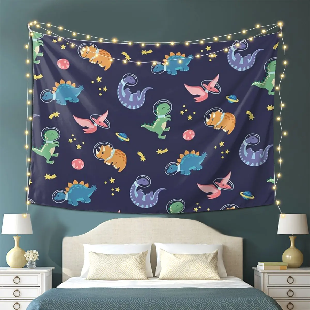 

Dinosaur Dinosaurs In Space Tapestry Wall Hanging Aesthetic Home Decoration Tapestries for Dorm Room