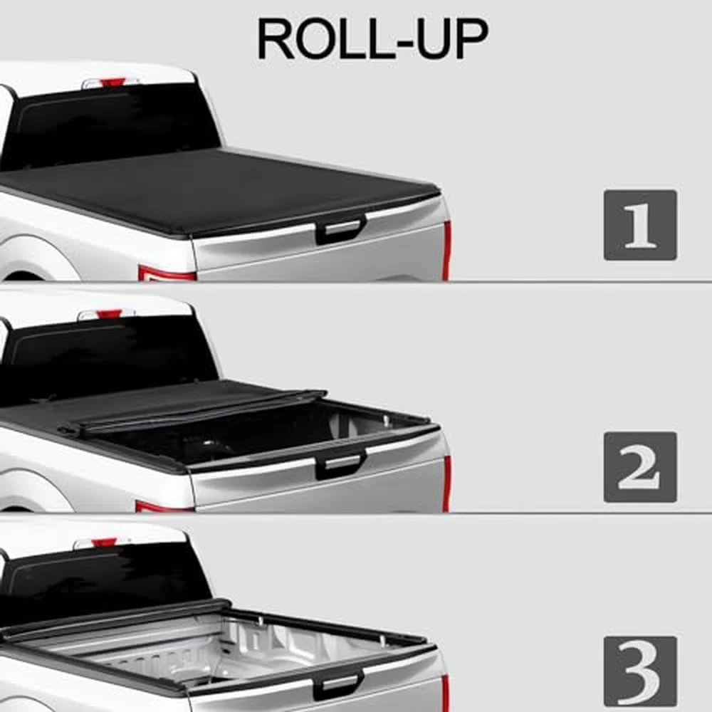 5.8FT Soft Roll Up Tonneau Cover Truck Bed