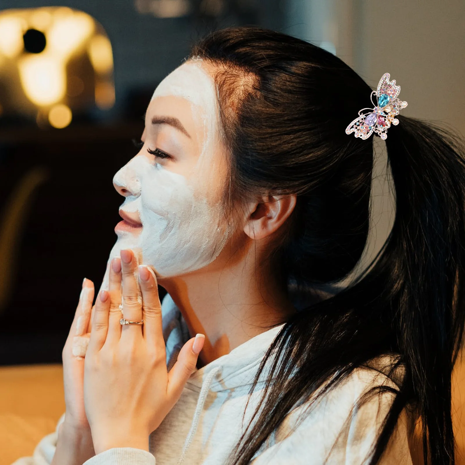 

2pcs Hair Clips For Women Spring Automatic Barrettes Crystal Ponytail Holders Fashion Hair Accessories Simple Headdress