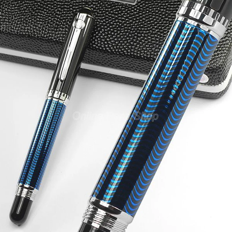 Duke Blue & Silver Carbon Fiber Metal Roller Ball Pen Professional Writing Pen DRP014