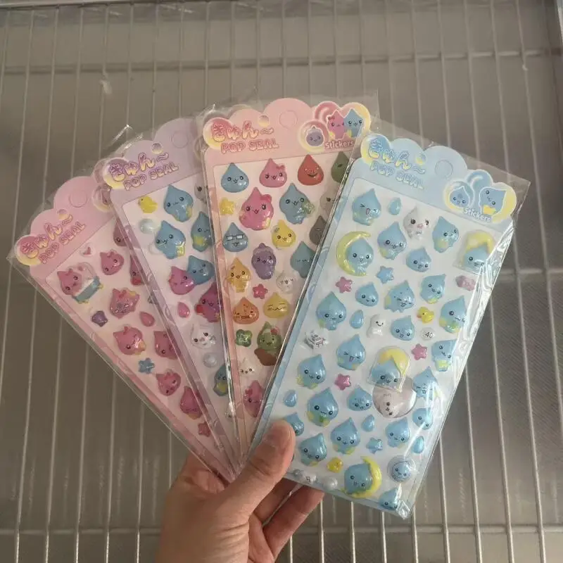 

Cartoon Awawa Chan Water Drop Kawaii 3D Crystal Relief Stickers Creative Phone Case Decoration Diy Material Student Reward Gift