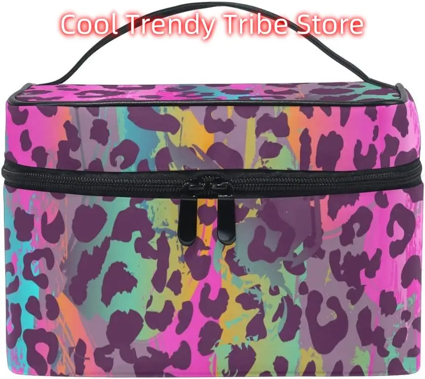 

Leopard 091 Makeup Bag, Colorful Leopard Print Travel Makeup Organizer Bag Cosmetic Cases Toiletry Bags for Girl Women Ladies