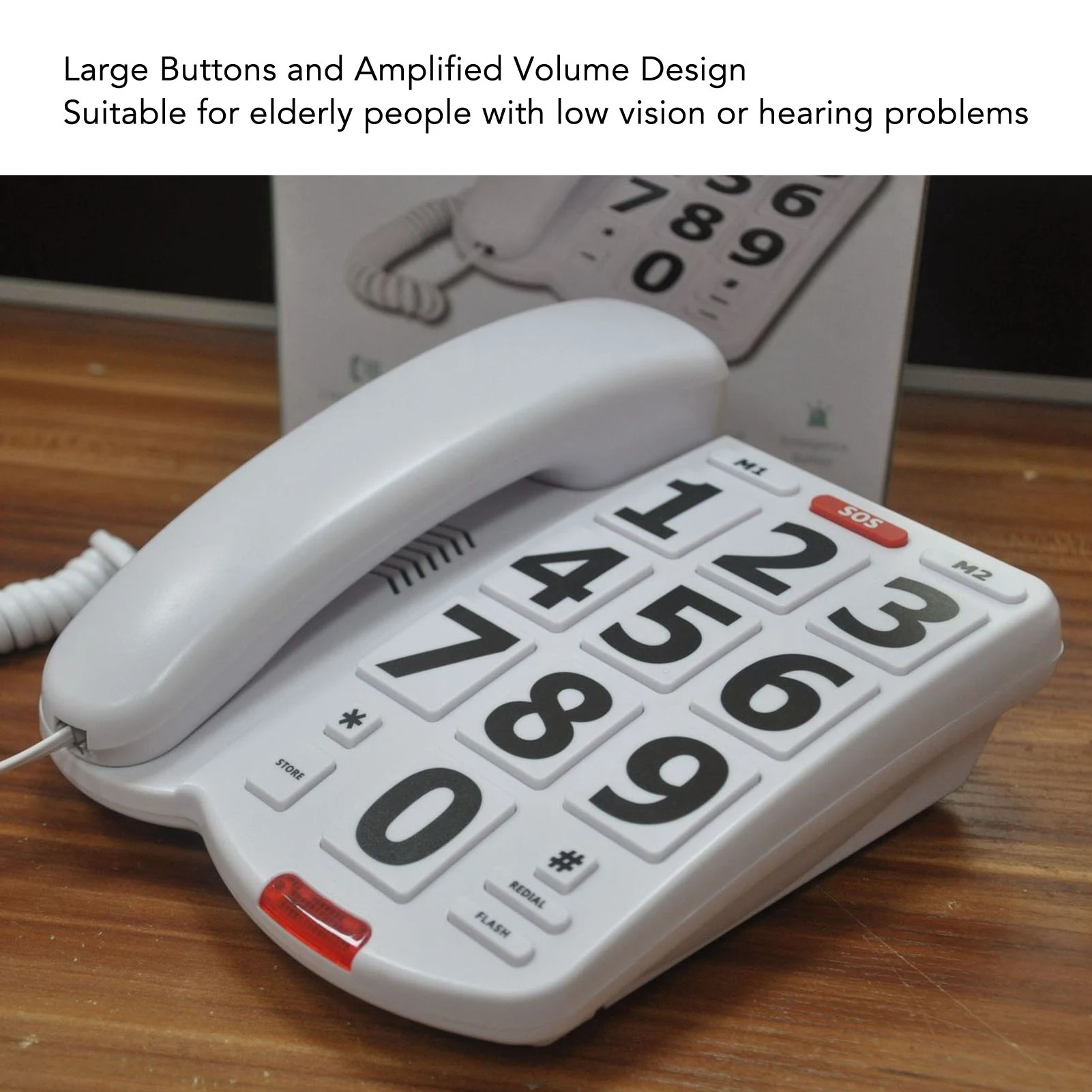 Big Button Telephone Large Adjustable Volume Last Number Redialing Corded Landline Corded Big Button Telephone Fixed Telephone