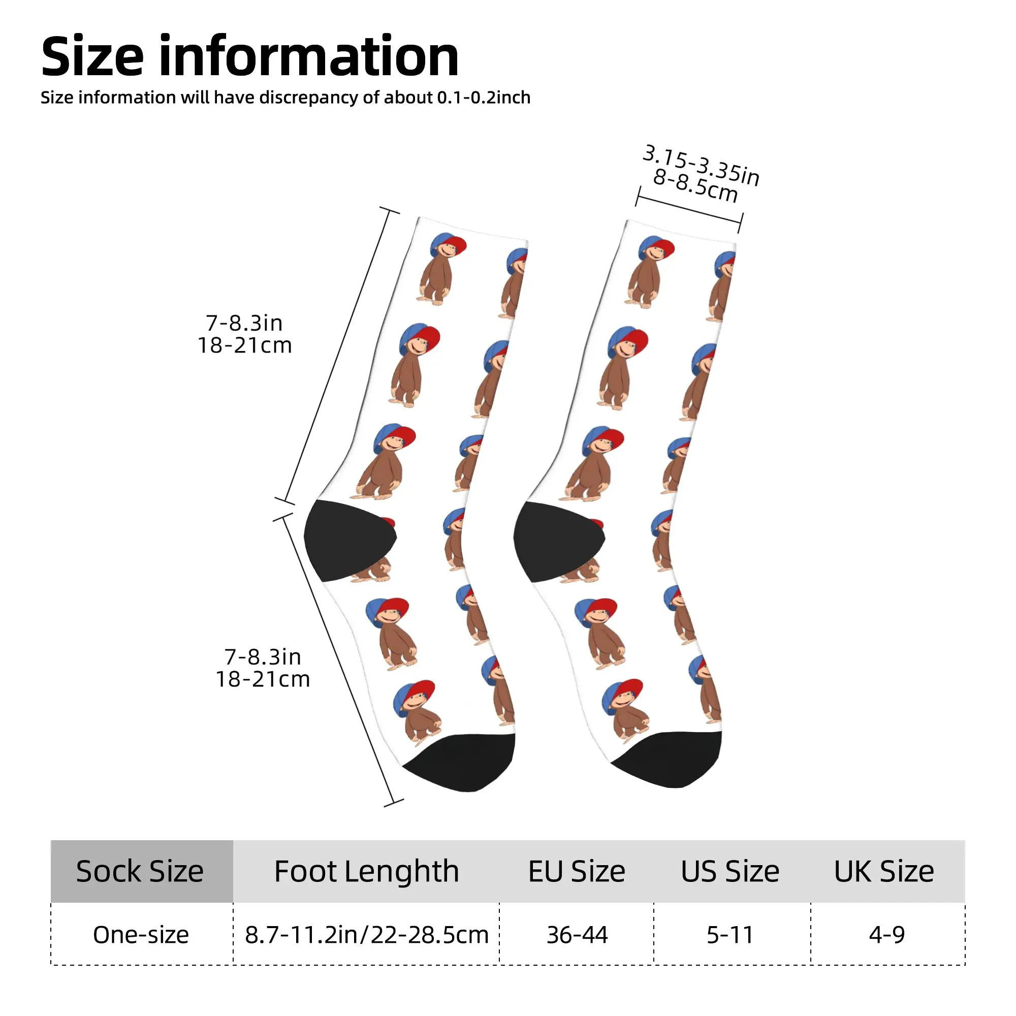 Cartoon Monkey C-Curiouss Georges Socks  Non Skid Stockings Men High Quality Skateboard Socks Autumn Funny Graphic Socks view 5