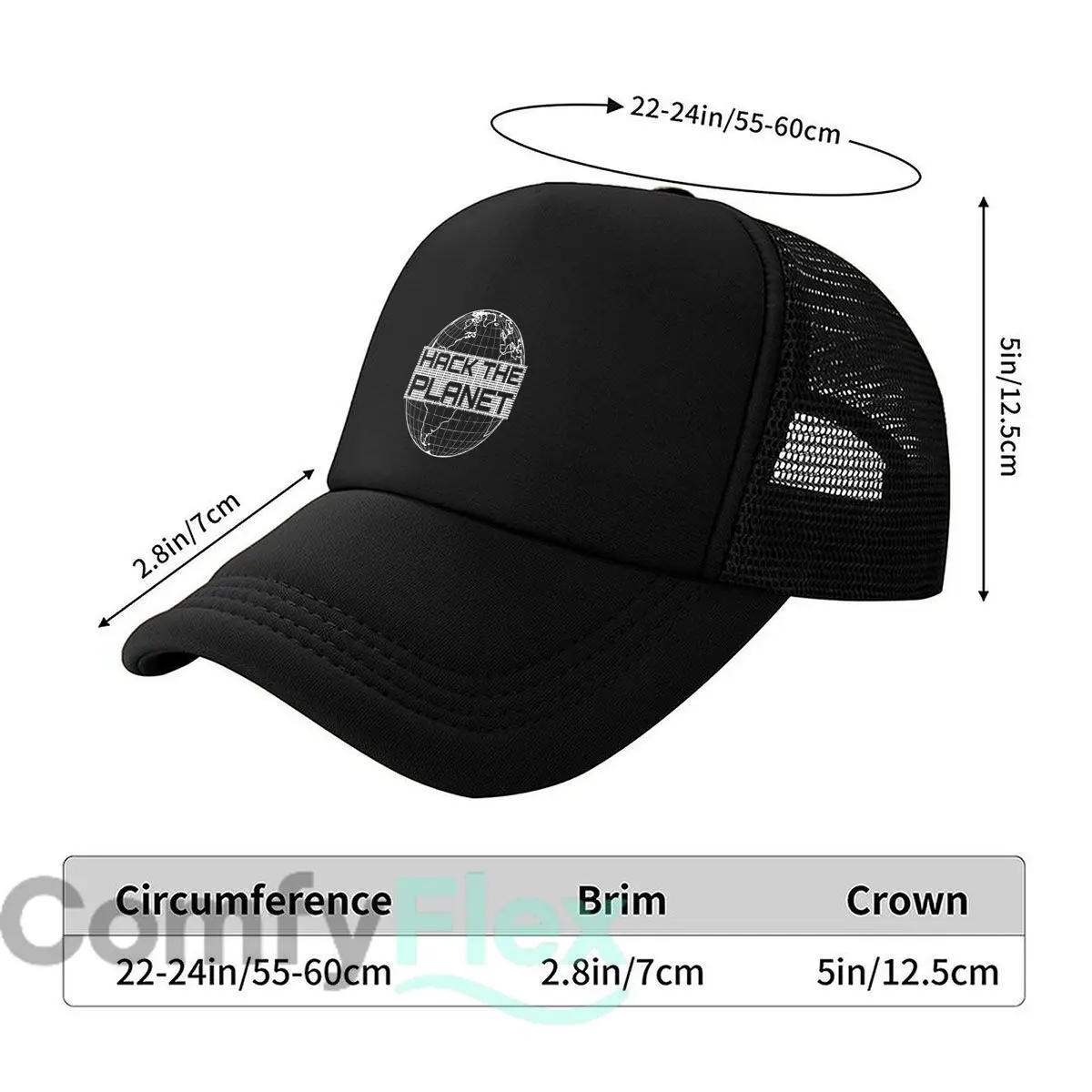 “Hack the Planet” Tech Fashion Mesh Baseball Cap Breathable Casual  Hats Outdoor For Men's And Women's