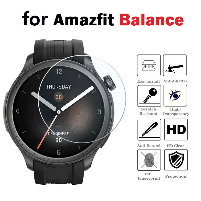 5PCS Smart Watch Screen Protector for Amazfit Balance Round Tempered Glass Anti-Scratch Protective Film