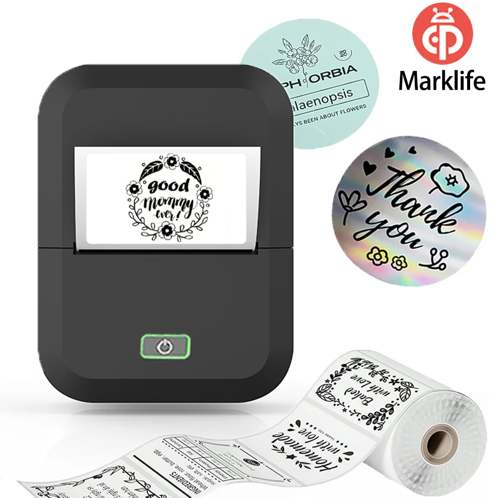Marklife Mini Thermal Label Printer X2 Bluetooth Sticker Printer Maker For School Kitchen Office To Gift/Diy Creative/Marking
