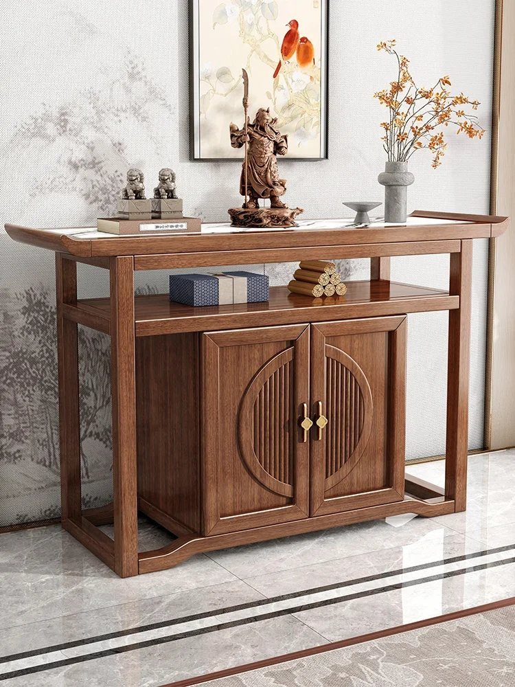 New Chinese Style Solid Wood Home Buddha Niche Zen Foyer Doorway Living Room Middle Hall Cabinet