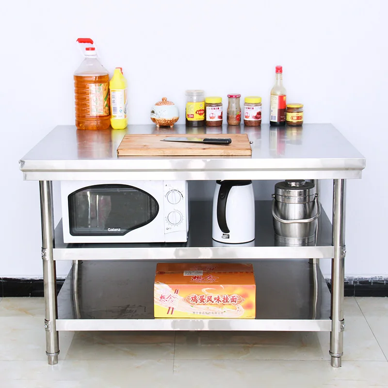 منضدة مطبخ سميكة وموسعة من ثلاث طبقات من الفولاذ المقاوم للصدأ للمطاعم والفنادق ووحدة تحكم عملية الطبخ التجارية