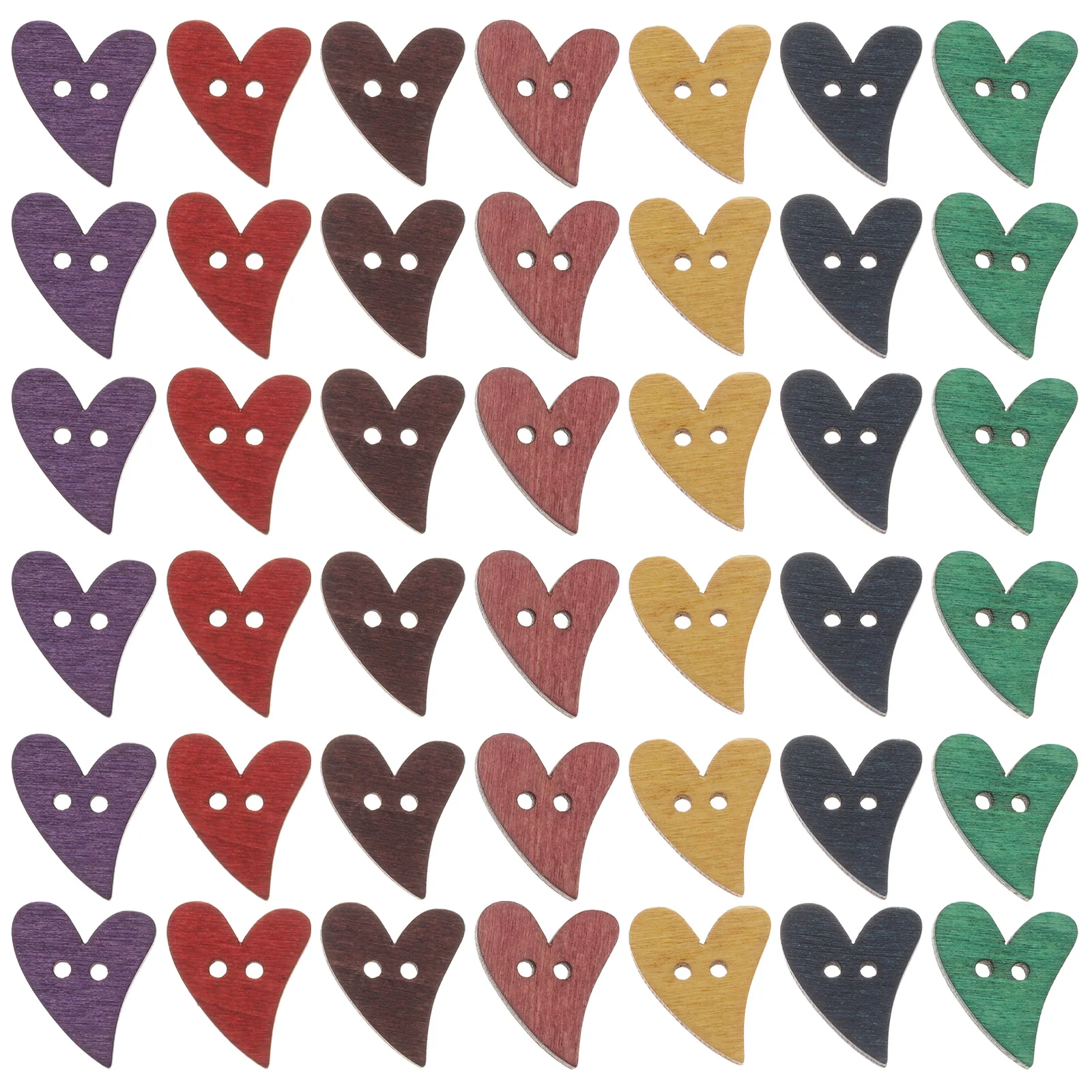 

100Pcs Hearts Wood Buttons 2 Holes Smooth Surface for Sewing Crochet Scrapbooking DIY Embellishments Wood Buttons
