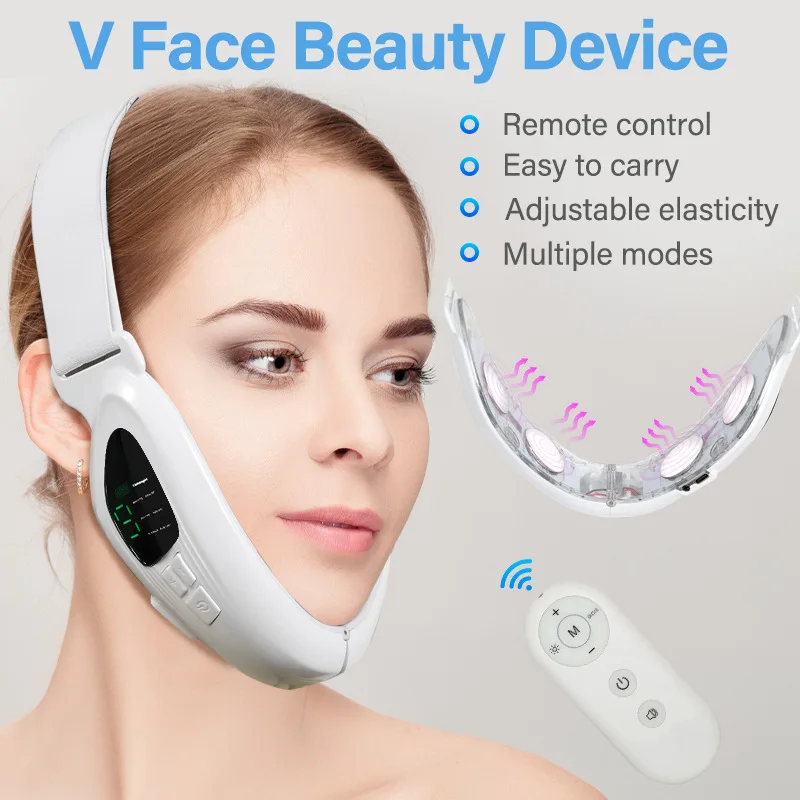 Face Lifting Device LED Photon Therapy Vibration Facial Massager Face Slimming Double Chin Removal V Line Lift Belt Skin Care