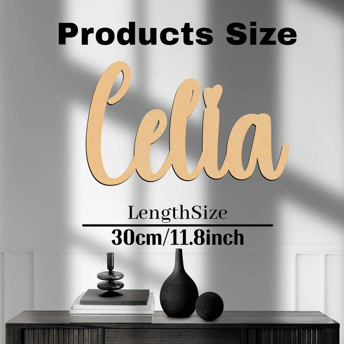 1개 내구성 있는 셀리아 예시 맞춤형 이름 레이저 컷 사인 나무 장식 목재 소재 문걸이 장식