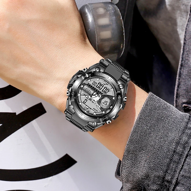 LIGE Digital Men Military Watch 50m Waterproof Wristwatch LED Quartz Clock Sport Watch Male Big Watches Men Relogios Masculino