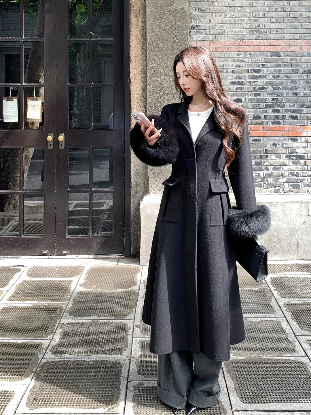 

Шерстяное двустороннее пальто Shanghai Princess: женское приталенное пальто-тренч средней длины, элегантное, изысканное, премиум-класса