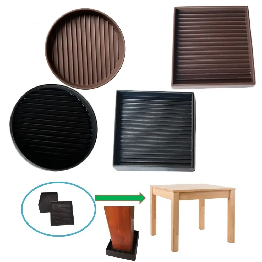 4Pcs/set Portable Square Round Furniture Coasters Rubber Non Slip Caster Cups Chair Feet Stoppers Couch/Chair/Bed Stoppers