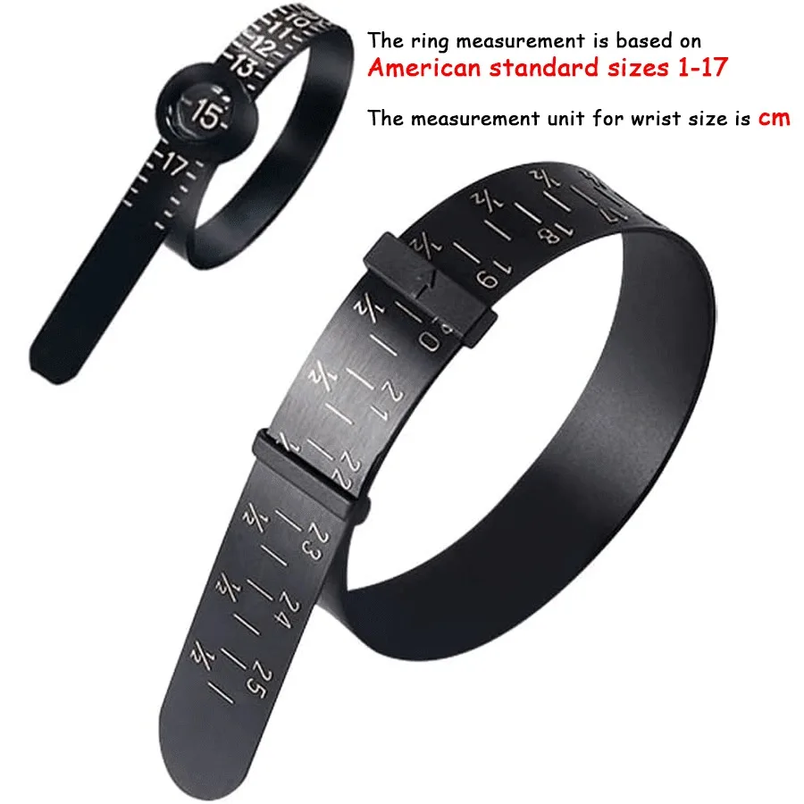 2pcs Ring and Bracelet Sizer Measuring Tool Universal Finger & Wrist Measurement Ruler with Magnifying Glass for Jewelry Sizing