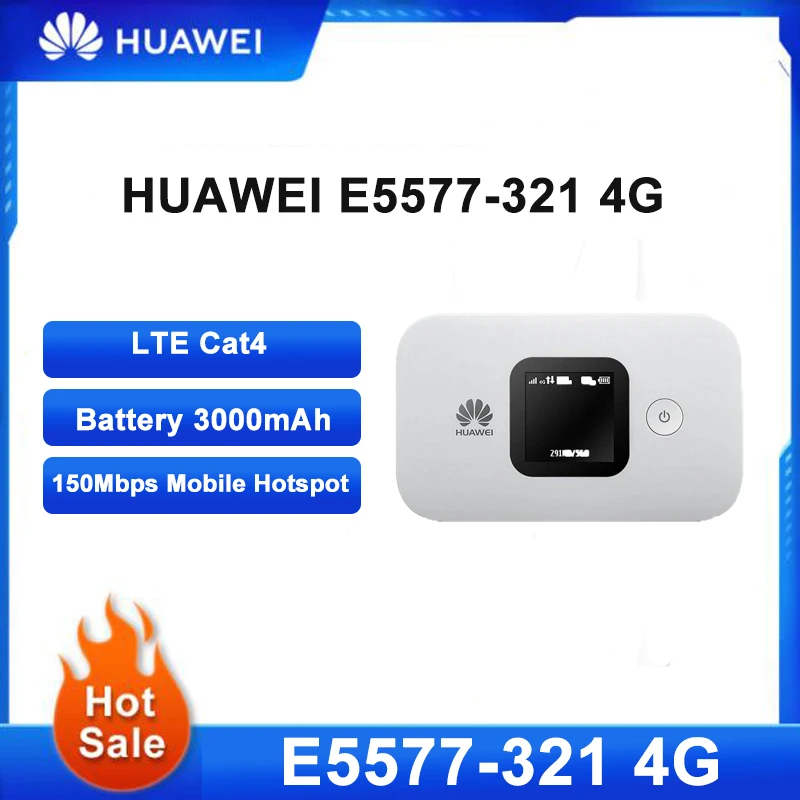 

Unlocked BRAND NEW HUAWEI E5577-321 4G wifi Router LTE Cat4 150Mbps Mobile Hotspot Wireless Modem Battery 3000mAh